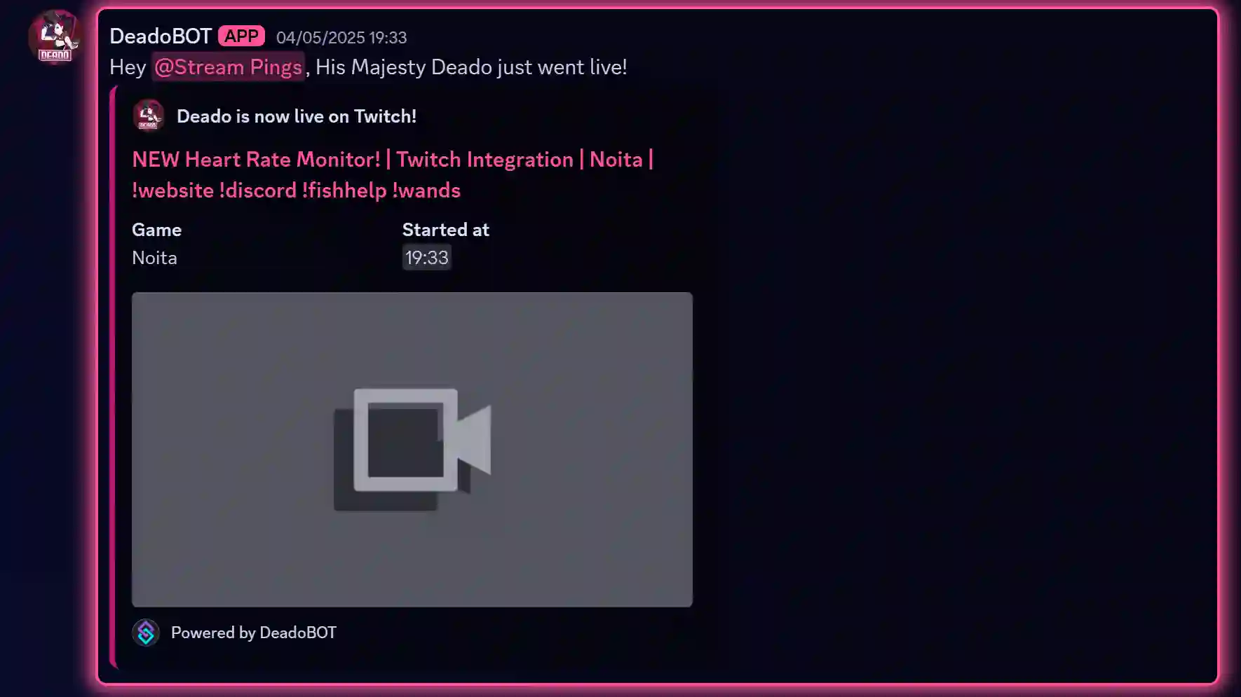 My auto-announcement via Discord Webhook